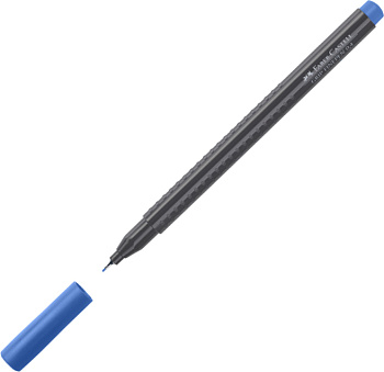 KALAM.KZ - Ручка капиллярная, 0,4мм, трехгранная форма, антискользящая зона, синяя Faber-Castell